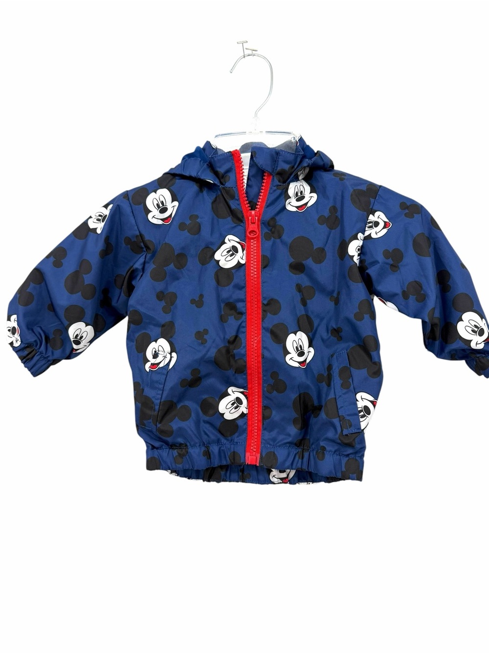 Disney Mickey Mouse Kids' Blue Hooded Raincoat with Red Zip